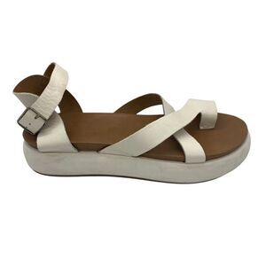 Varese Ivory Toe Ring Platform Sandals Ankle Strap Modern Chunky Size 38 / 7.5